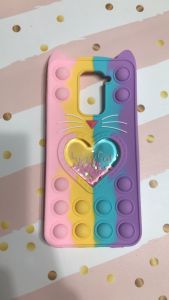 Чохол Поп Іт Антистрес Поп-Іт Pop It на  Xiaomi Redmi Note 9 Котик з сердечком Рожево-фіол.