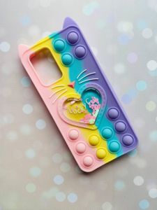 Чохол Поп-Іт Pop It для Xiaomi Redmi 10 Поп іт Котик з сердечком рож.-фіо