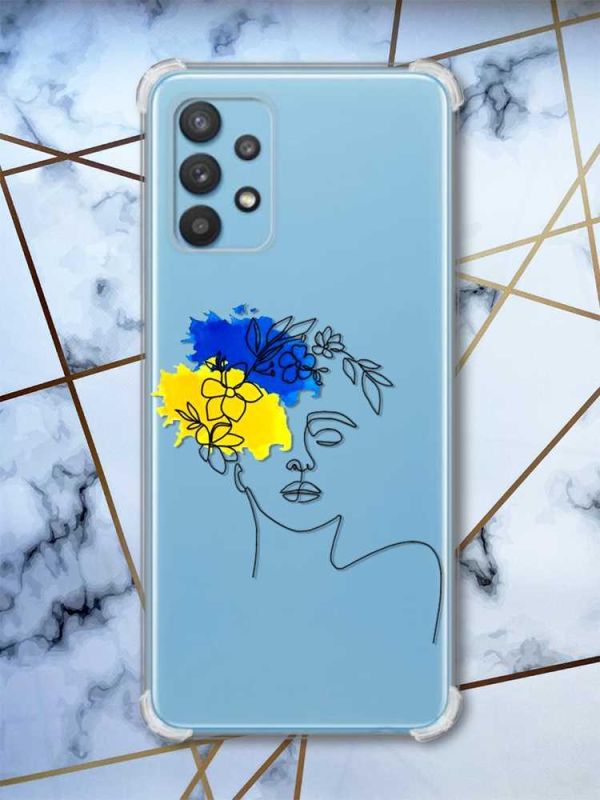 Чохол з потовщеними кутами на Samsung Galaxy A32 патріотичний дизайн Українка Арт принт 3