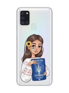 Прозорий чохол на Samsung Galaxy A21s  :: Дівчина з паспортом (принт 12)