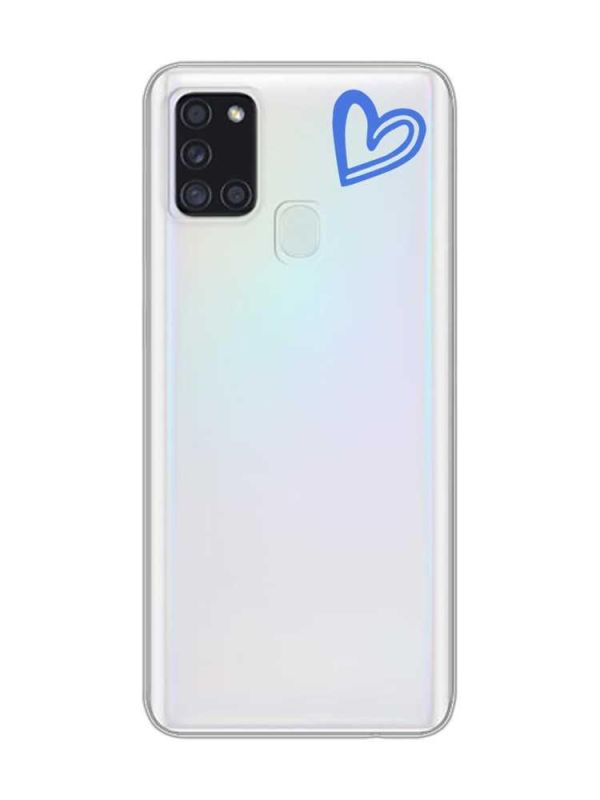 Прозорий чохол на Samsung Galaxy A21s  :: Сердечко синє (принт 48)