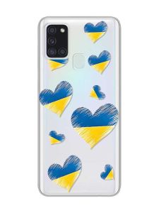 Прозорий чохол на Samsung Galaxy A21s  :: Сердечка. Україна (принт 258)