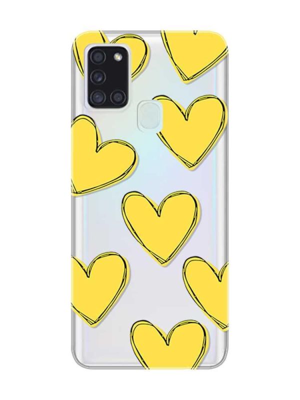 Прозорий чохол на Samsung Galaxy A21s  :: Сердечка жовті (принт 259)