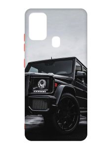 Матовий чохол з червоними боками на Samsung Galaxy M30s/M21 :: Авто чорне (принт 234)