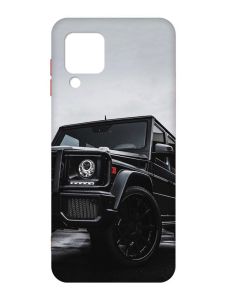 Матовий чохол з червоними боками на Samsung Galaxy M32/A22/M22 4G :: Авто чорне (принт 234)