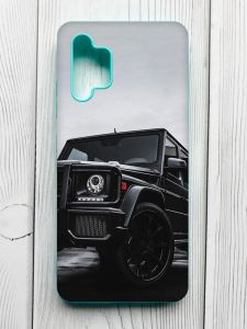 Матовий чохол з бірюзовими боками на Samsung Galaxy A32 :: Авто чорне (принт 234)