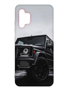 Матовий чохол з рожевими боками на Samsung Galaxy A32 :: Авто чорне (принт 234)