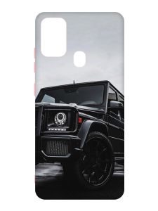 Матовий чохол з рожевими боками на Samsung Galaxy M30s/M21 :: Авто чорне (принт 234)