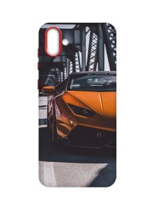 Матовий чохол з червоними боками на Samsung Galaxy A04 :: Авто помаранчеве (принт 237)