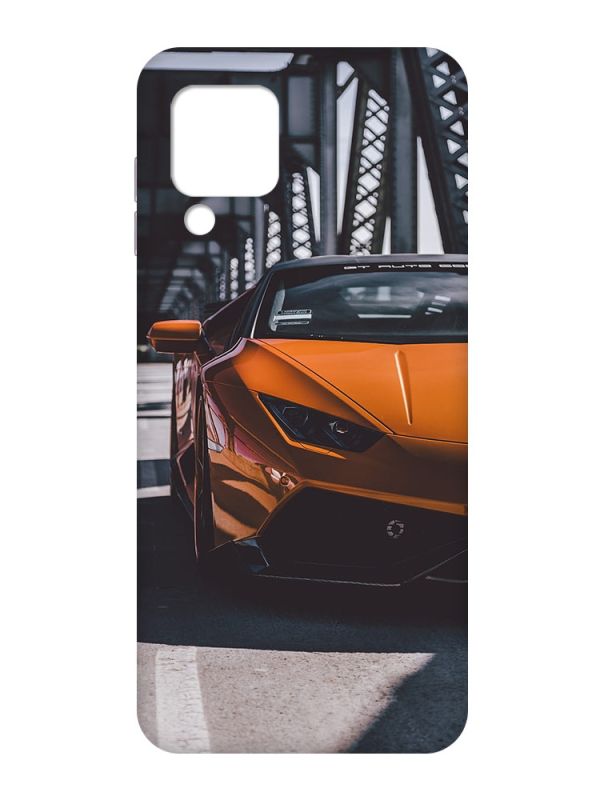 Матовий чохол з рожевими боками на Samsung Galaxy M32/A22/M22 4G :: Авто помаранчеве (принт 237)