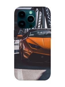 Матовий чохол з рожевими боками на Apple iPhone 14 Pro :: Авто помаранчеве (принт 237)