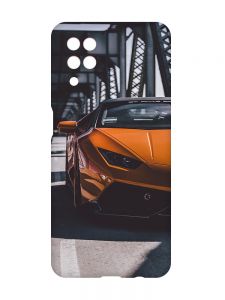 Матовий чохол з рожевими боками на Samsung Galaxy A12 :: Авто помаранчеве (принт 237)