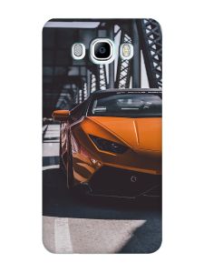 Матовий чохол з бірюзовими боками на Samsung Galaxy J7(2016) J710 :: Авто помаранчеве (принт 237)