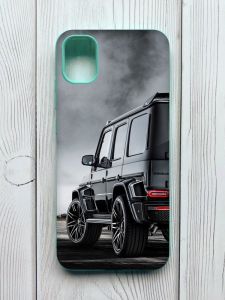 Матовий чохол з бірюзовими боками на Samsung Galaxy A04E / A042 :: Авто чорне (принт 235)