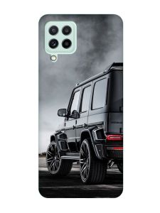 Матовий чохол з бірюзовими боками на Samsung Galaxy M32/M22/A22 4G :: Авто чорне (принт 235)