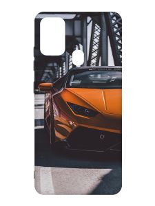 Матовий чохол з чорними боками на Samsung Galaxy M30s/M21 :: Авто помаранчеве (принт 237)