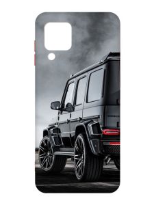 Матовий чохол з червоними боками на Samsung Galaxy M32/A22/M22 4G :: Авто чорне (принт 235)