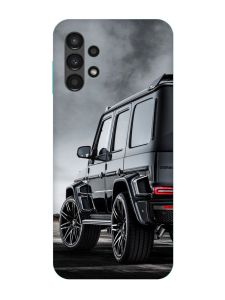 Матовий чохол з бірюзовими боками на Samsung Galaxy A13 4G :: Авто чорне (принт 235)