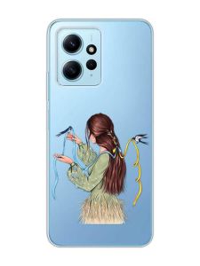 Прозорий чохол на Xiaomi Redmi Note 12 4G :: Дівчина з ластівками (принт 16)