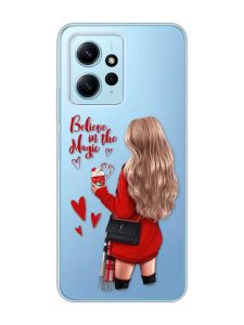Прозорий чохол на Xiaomi Redmi Note 12 4G :: Дівчина з кавою (принт 137)