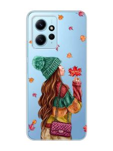 Прозорий чохол на Xiaomi Redmi Note 12 4G :: Дівчина з листям (принт 221)