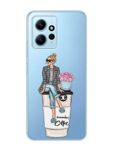 Прозорий чохол на Xiaomi Redmi Note 12 4G :: Дівчина на каві (принт 228)