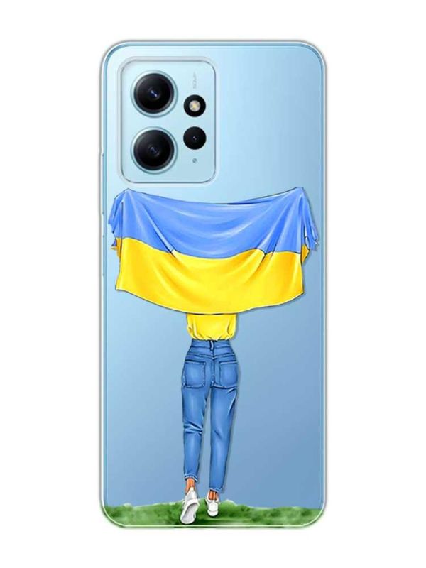 Прозорий чохол на Xiaomi Redmi Note 12 4G :: Дівчина з прапором (принт 263)