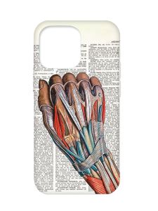 Матовий чохол з бірюзовими боками на Apple iPhone 13 Pro :: Анатомія руки (принт 298)