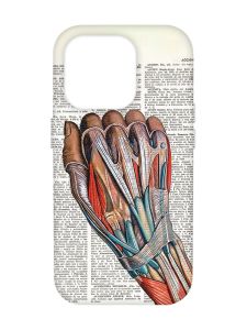 Матовий чохол з бірюзовими боками на Apple iPhone 14 Pro Max :: Анатомія руки (принт 298)