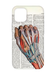 Матовий чохол з бірюзовими боками на Apple iPhone 12/12 Pro (6.1) :: Анатомія руки (принт 298)