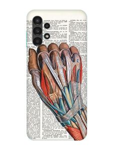 Матовий чохол з бірюзовими боками на Samsung Galaxy A13 4G :: Анатомія руки (принт 298)