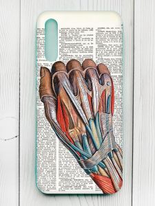 Матовий чохол з бірюзовими боками на Samsung Galaxy A50 (2019) A505/A30s :: Анатомія руки (принт 298)