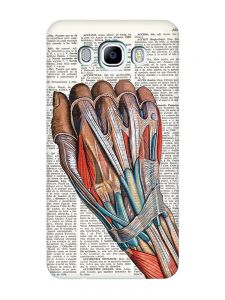 Матовий чохол з бірюзовими боками на Samsung Galaxy J7(2016) J710 :: Анатомія руки (принт 298)