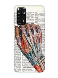 Матовий чохол з бірюзовими боками на Xiaomi Redmi Note 11 :: Анатомія руки (принт 298)