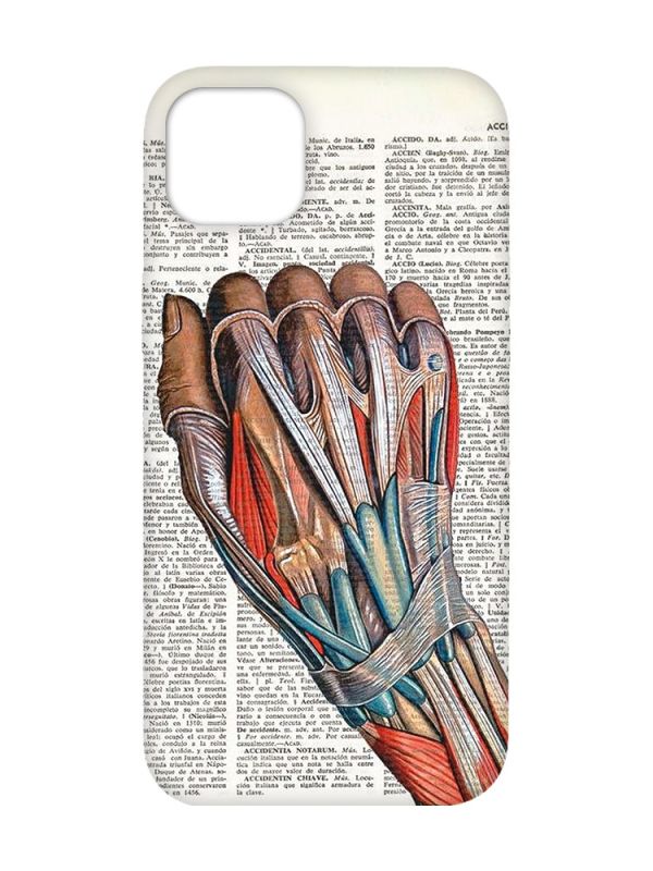 Матовий чохол з червоними боками на iPhone 14 Plus :: Анатомія руки (принт 298)