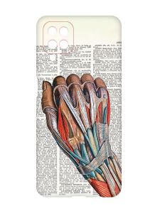 Матовий чохол з червоними боками на Samsung Galaxy A12 :: Анатомія руки (принт 298)