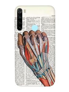 Матовий чохол з червоними боками на Xiaomi Redmi Note 8T :: Анатомія руки (принт 298)