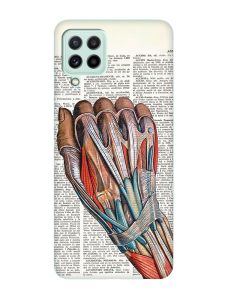 Матовий чохол з бірюзовими боками на Samsung Galaxy M32/M22/A22 4G :: Анатомія руки (принт 298)