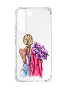 Чохол із потовщеними кутами на Samsung Galaxy S22 :: Дівчина з бузком (принт 7)