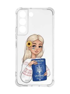 Чохол із потовщеними кутами на Samsung Galaxy S22 :: Дівчина з паспортом (принт 13)