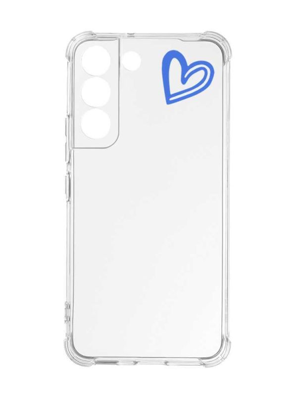 Чохол із потовщеними кутами на Samsung Galaxy S22 :: Сердечко синє (принт 48)