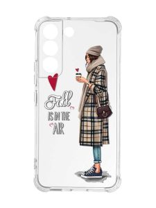 Чохол із потовщеними кутами на Samsung Galaxy S22 :: Дівчина з кавою (принт 59)