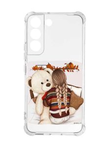 Чохол із потовщеними кутами на Samsung Galaxy S22 :: Дівчинка з ведмедиком (принт 117)
