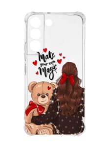 Чохол із потовщеними кутами на Samsung Galaxy S22 :: Дівчина з ведмедиком (принт 188)