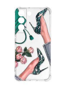 Чохол із потовщеними кутами на Samsung Galaxy S22 :: Туфельки і квіти (принт 225)