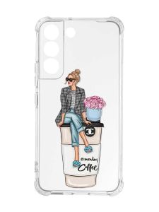 Чохол із потовщеними кутами на Samsung Galaxy S22 :: Дівчина на каві (принт 228)