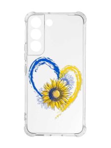 Чохол із потовщеними кутами на Samsung Galaxy S22 :: Серце з соняхом. Україна (принт 260)