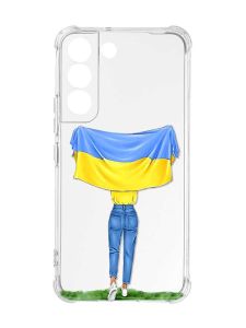 Чохол із потовщеними кутами на Samsung Galaxy S22 :: Дівчина з прапором (принт 263)