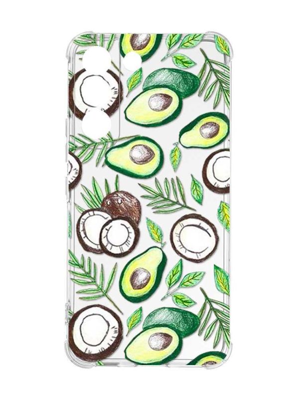 Чохол із потовщеними кутами на Samsung Galaxy S22 :: Авокадо і кокос (принт 303)