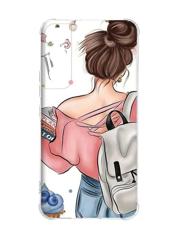 Чохол із потовщеними кутами на Samsung Galaxy S22 :: Дівчина з рюкзаком (принт 30)